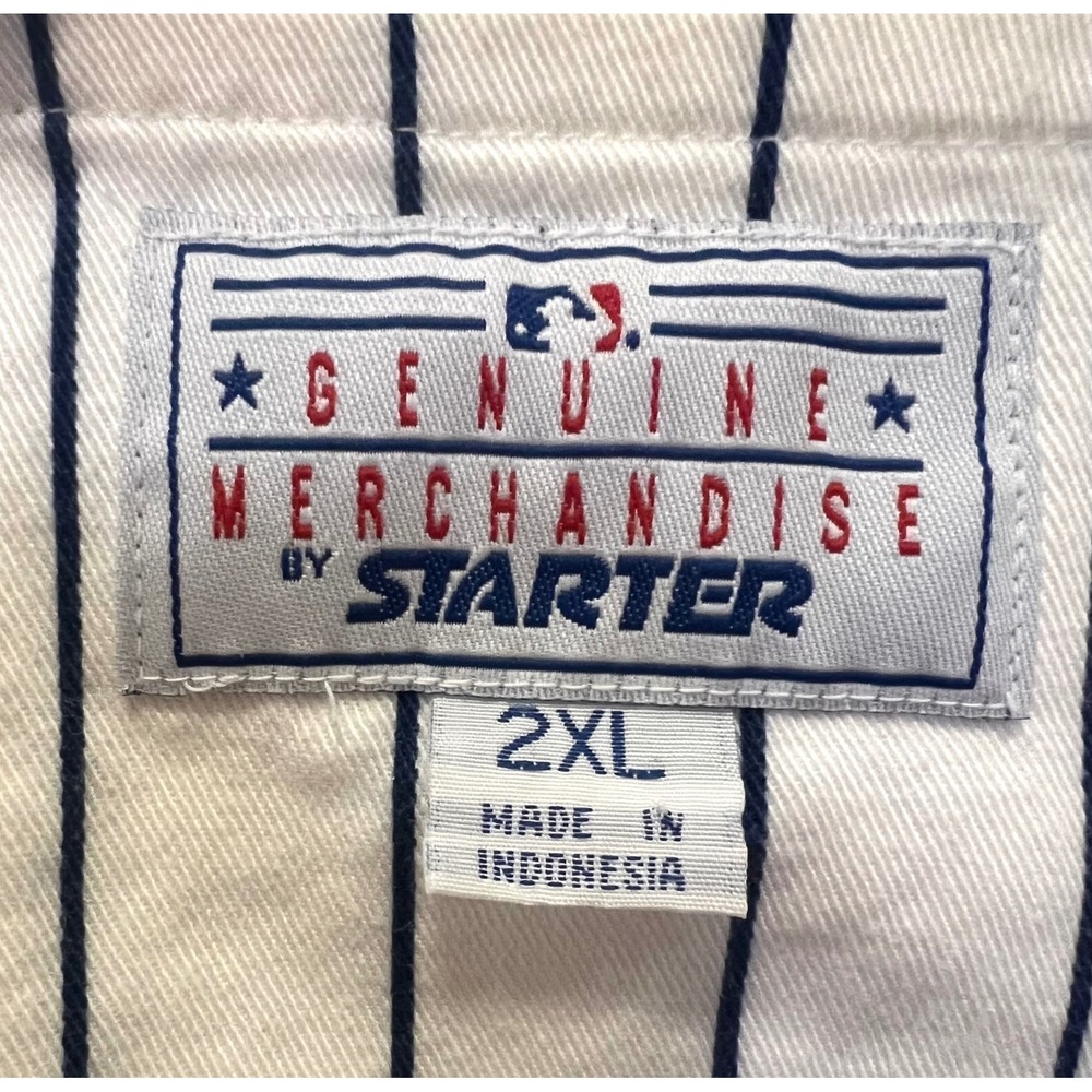 90s Starter Los Angeles Dodgers Baseball Jersey Men's 2XL Pinstripe Blue White - Picture 2 of 13